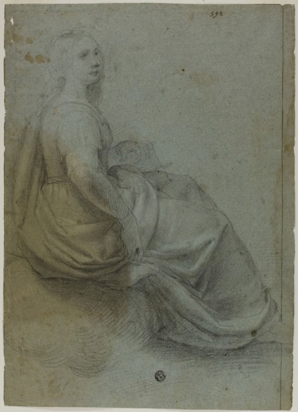 Seated Woman in Profile, to Right, n.d., Probably Domenico Fiasella (Italian, 1589-1669), or