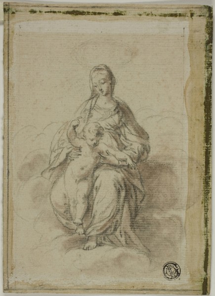 Virgin and Child Seated on Clouds, n.d., Attributed to Count Antonio Maria Zanetti the Elder