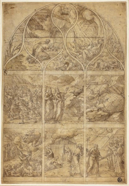 Design for a Stained Glass Window with the Story of Aaron, n.d., Jean Cousin, the younger, French,