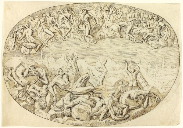 Fall of the Giants, n.d., After Guglielmo della Porta, Italian, 1500/10-1577, Italy, Pen and brown
