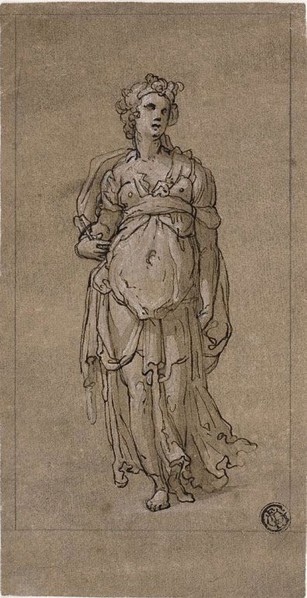 Standing Female Allegorical Figure, 1566/67, After Federico Zuccaro, Italian, 1540/41-1609, Italy,