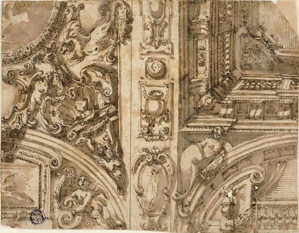 Illusionistic Ceiling Decoration, n.d., Attributed to Agostino Mitelli, Italian, 1609-1660, Italy,