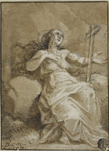 Magdalen in the Desert, n.d., Attributed to François Perrier, French, 1590-1650, France, Pen and