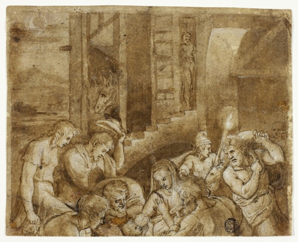 Adoration of the Shepherds: Upper Half, 16th century, After Giulio Pippi, called Giulio Romano,
