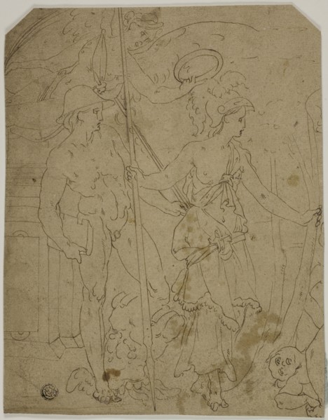 Scene with Mercury and Minerva, n.d., School of Fontainebleau, French, 16th century, France, Pen