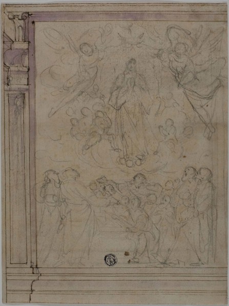 Assumption of the Virgin (recto), Sketches of Architectural Details (verso), n.d., Unknown Artist,