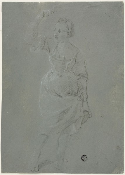 Dancing Woman, n.d., Pierre-Jacques Volaire, French, 1729-1799, France, Black and white chalk, on