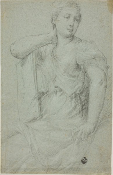 Seated Woman with Folio Resting on Her Lap, n.d., Style of Mario Balassi, Italian, 1604-1667,