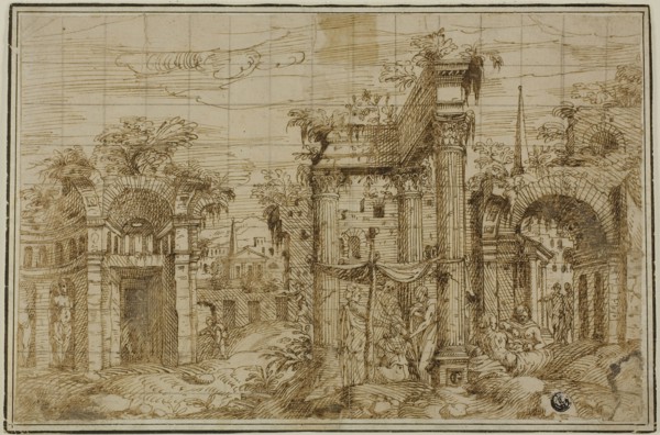 Ruins of Roman Forum, with Figures, c. 1550, Giovanni Battista Pittoni the Elder, called Battista