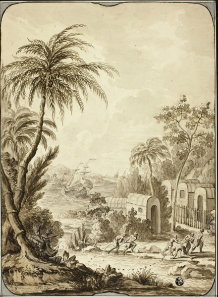 South Sea Island, n.d., Lorens Gottman, Swedish, 1708-1779, Sweden, Pen and black and brown ink,