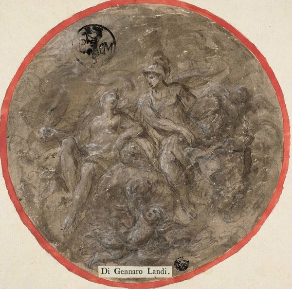 Mars, Venus and Cupid, 17th century, Attributed to Gennaro Landi, Italian, active 17th century,