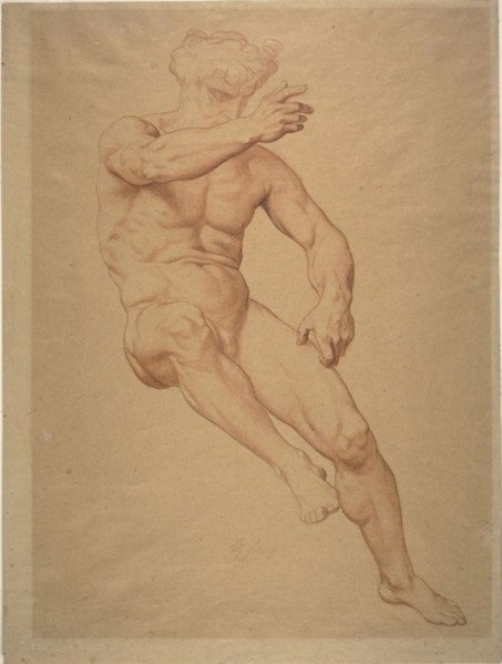 Academic Nude, n.d., Alexandre Cabanel, French, 1823-1889, France, Red and brown Conté crayon on