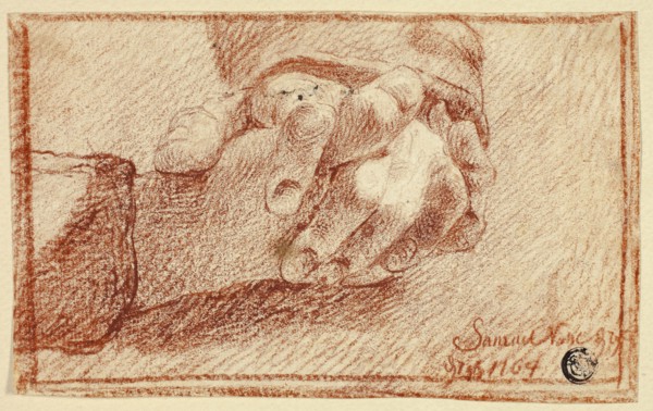 Folded Hands, n.d., Unknown artist, possibly French, 18th century, France, Red chalk on cream laid