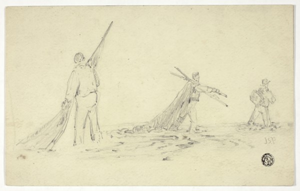 Men Carrying Nets, n.d., Attributed to John Skinner Prout, English, 1806-1876, England, Graphite on