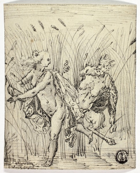 Pan and Syrinx, n.d., Unknown Artist, Southern German, late 16th century, Germany, Pen and black