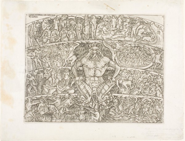 Inferno According to Dante, c. 1470, printed 19th century, Circle of Baccio Baldini (Italian, c.