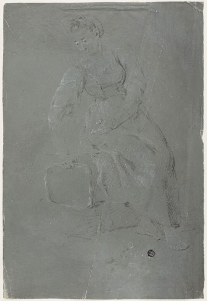 Seated Woman, n.d., Pierre-Jacques Volaire, French, 1729-1799, France, Black and white chalk, on