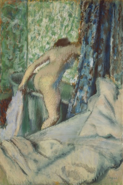 The Morning Bath, 1887/90, Edgar Degas, French, 1834-1917, France, Pastel on off-white laid paper
