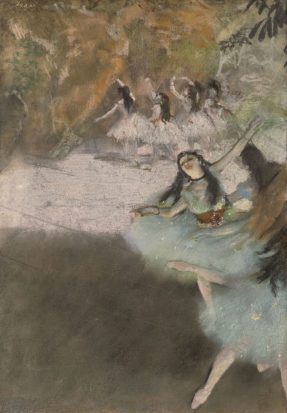 On the Stage, 1876–77, Edgar Degas, French, 1834-1917, France, Pastel and essence over monotype on