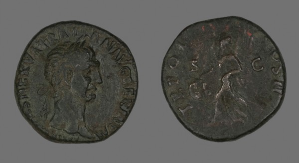 Sestertius (Coin) Portraying Emperor Trajan, Roman Period, AD 98/117, Roman, Roman Empire, Bronze,