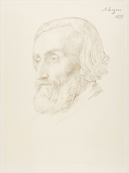 Head of a Man, 1877, Alphonse Legros, French, 1837-1911, France, Pen and brown ink, over graphite,