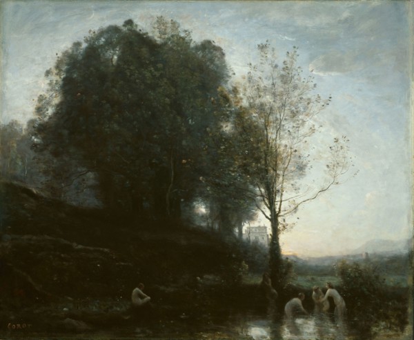 Bathing Nymphs and Child, 1855/60, Jean-Baptiste-Camille Corot, French, 1796-1875, France, Oil on