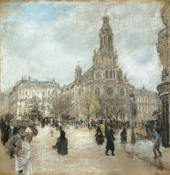 Place de la Trinité, Paris, c. 1886, Jean François Raffaëlli, French, 1850-1924, France, Oil on
