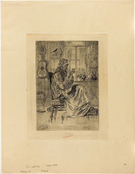Old Woman with a Needle, September 1876, Félicien Rops, Belgian, 1833-1898, Belgium, Heliogravure