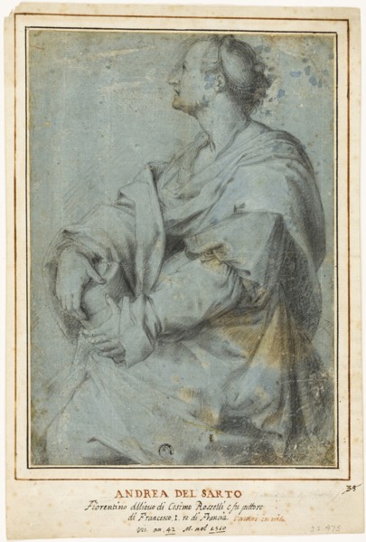 Saint Mary Magdalene, 1600/25, After Andrea del Sarto, Italian, 1486-1530, Italy, Black chalk on