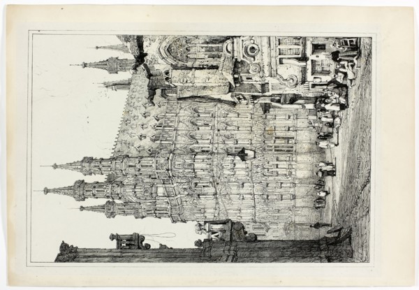 Hotel de Ville, Louvain, 1833, Samuel Prout (English, 1783-1852), probably printed by Charles
