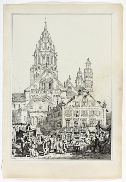 Cathedral at Mayence, 1833, Samuel Prout (English, 1783-1852), probably printed by Charles Joseph
