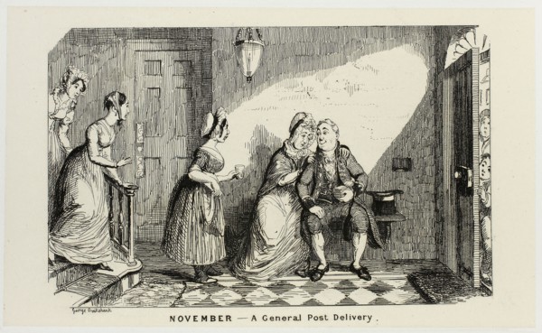 November, A General Post Delivery in Opposition from George Cruikshank’s Steel Etchings to The