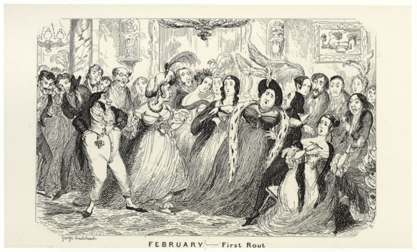 February, First Rout from George Cruikshank’s Steel Etchings to The Comic Almanacks: 1835-1853,