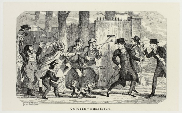 October, Notice to Quit from George Cruikshank’s Steel Etchings to The Comic Almanacks: 1835-1853,