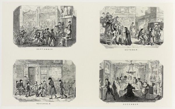September from George Cruikshank’s Steel Etchings to The Comic Almanacks: 1835-1853 (top left),