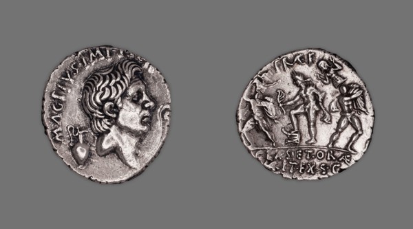 Denarius (Coin) Portraying Pompey the Great, 42/40 BC, issued by Roman Republic, Sextus Pompeius