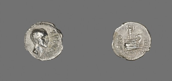 Denarius (Coin) Portraying Ahenobarbus, 41 BC, Roman, Roman Empire, Silver, Diam. 1.9 cm, 4.53 g