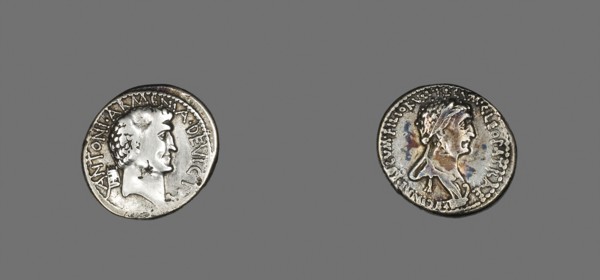 Denarius (Coin) Portraying Mark Antony and Queen Cleopatra VII, Ptolemaic Period, (about 32 BC),