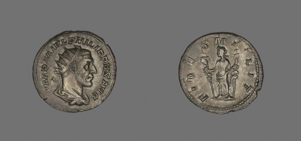 Denarius (Coin) Portraying King Philip II, AD 244/247, Roman, Rome, Silver, Diam. 2.2 cm, 3.77 g