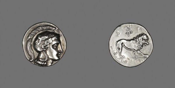 Stater (?) (Coin) Depicting the Goddess Athena, 4th/mid–3rd century BC, Greek, Velia, Silver, Diam.