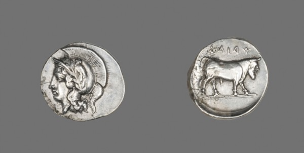 Didrachm (Coin) Depicting the Goddess Athena, 400/335 BC, Greek, Hyria, Silver, Diam. 2.2 cm, 7.54