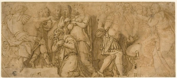 Family of Darius before Alexander, Prisoners before a Senator, late 16th century, After Polidoro
