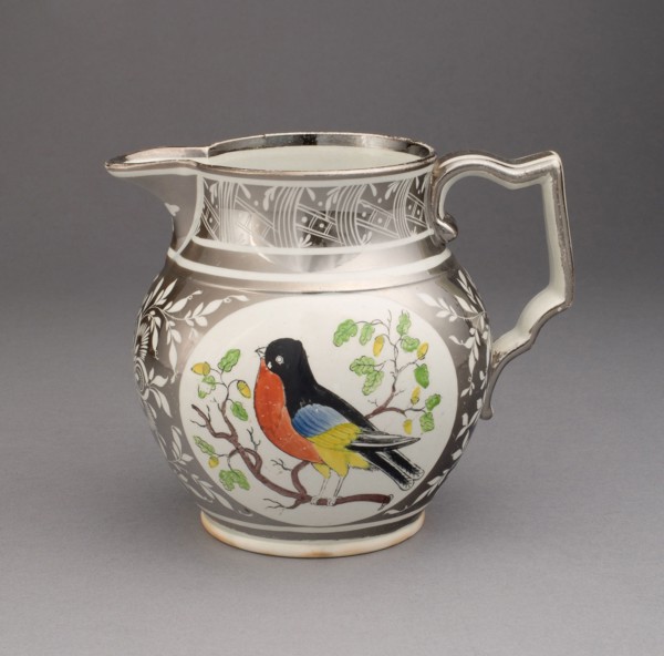 Pitcher, 1810/20, England, Staffordshire, Staffordshire, Lead-glazed earthenware with lustre
