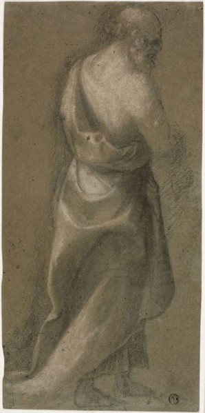Standing Draped Male Figure in Three-quarters Profile (recto), Putto (verso), 1540/50, Follower of