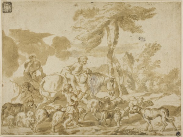 Peasant Family with Sheep and Dog, n.d., Unknown Italian artist, after Giovanni Benedetto