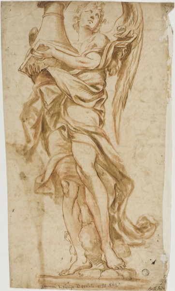 Study after Bernini’s Angel sculpture at Ponte Sant’Angelo (recto), Copy of Africa Group (verso), n