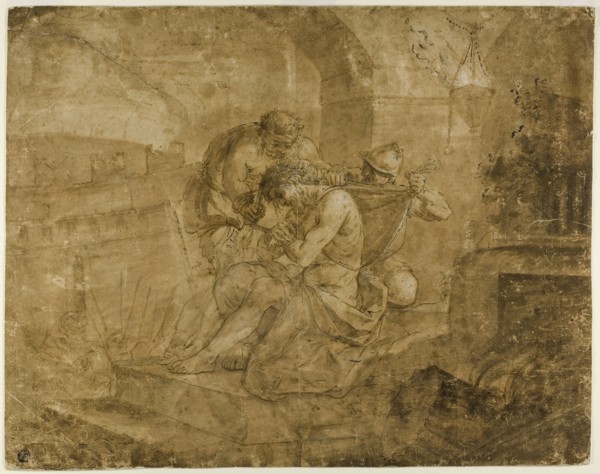 Christ Stripped of His Garments, n.d., Lorenzo Garbieri, Italian, 1580-1654, Italy, Pen and brown