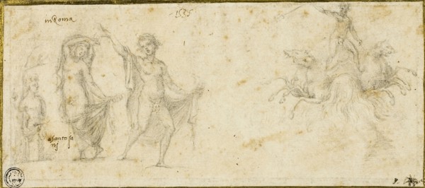 Sketches after the Antique: Bacchic Revels, Neptune in His Chariot, c. 1535, Pirro Ligorio,