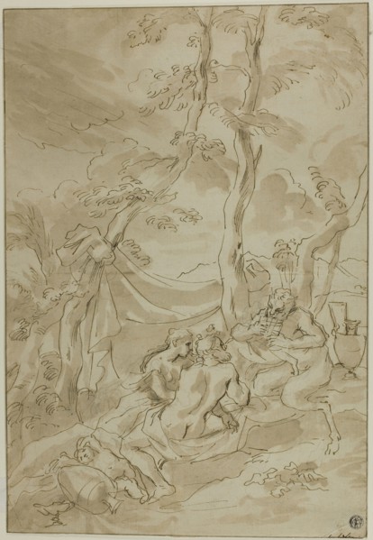 Bacchanale, with Satyr Playing Reeds, n.d., Circle of Bartolomeo Biscaino (Italian, 1632-1657), or