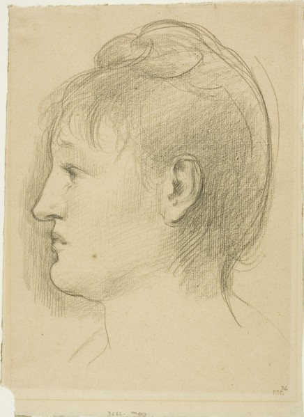 Head of a Woman, c. 1890, Pierre Puvis de Chavannes, French, 1824-1898, France, Black chalk on tan